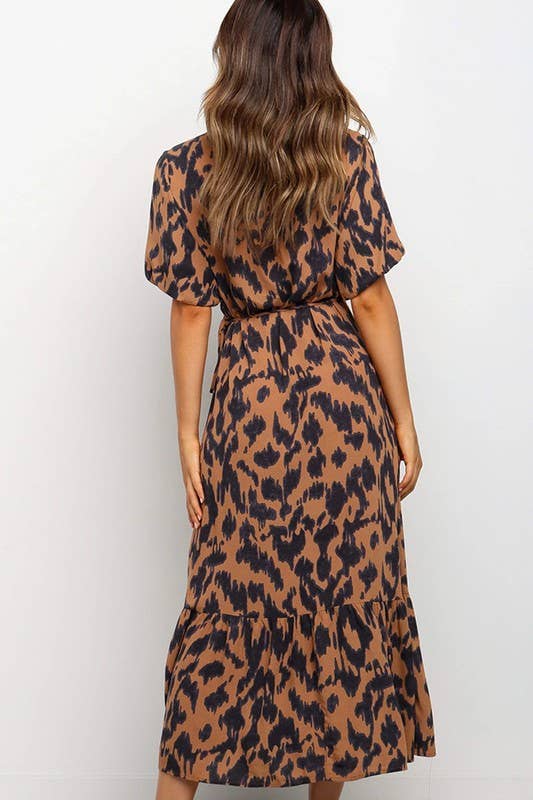 Tan Leopard Print Wrap Dress – Perfect ...